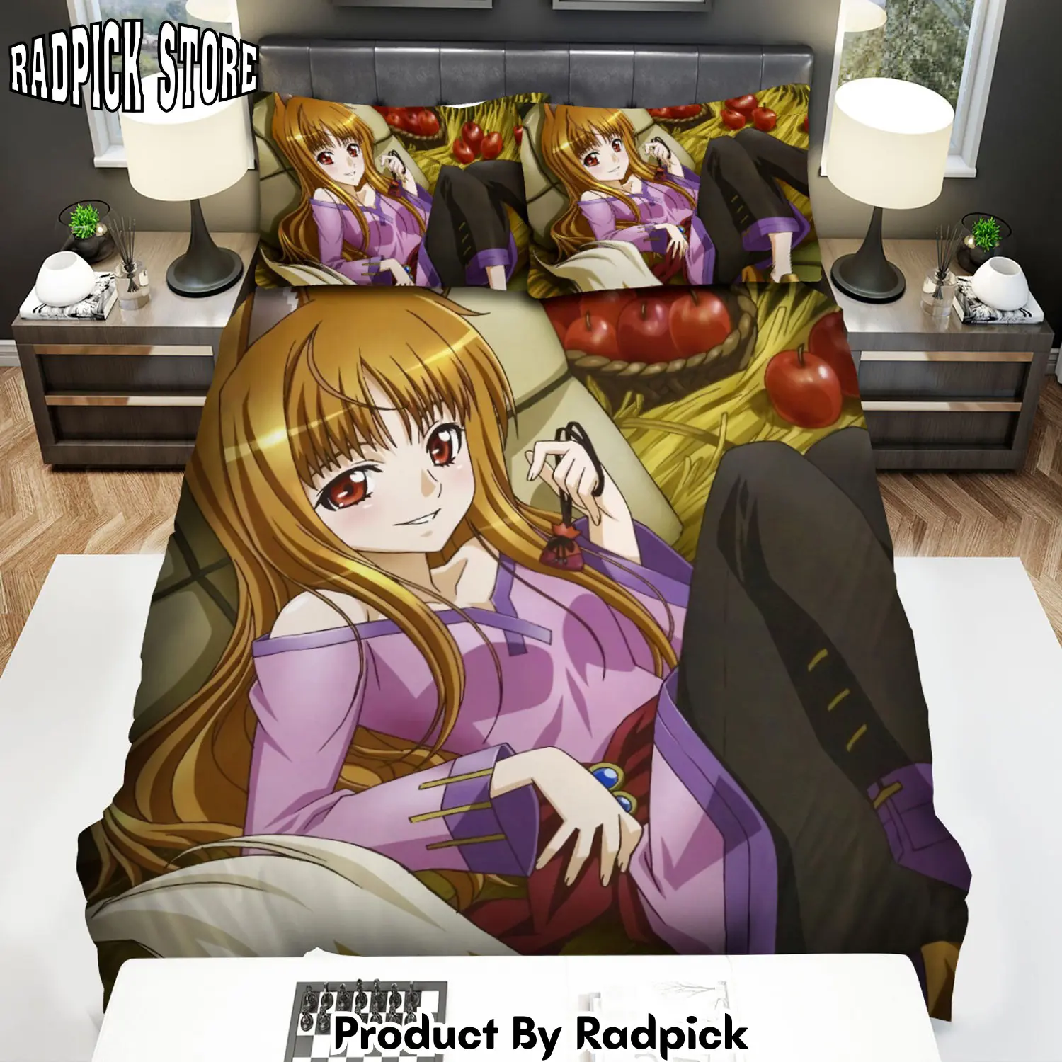 Radpick spice and wolf lying on straw with apples bed sheets spread comforter duvet cover bedding sets rp3272099